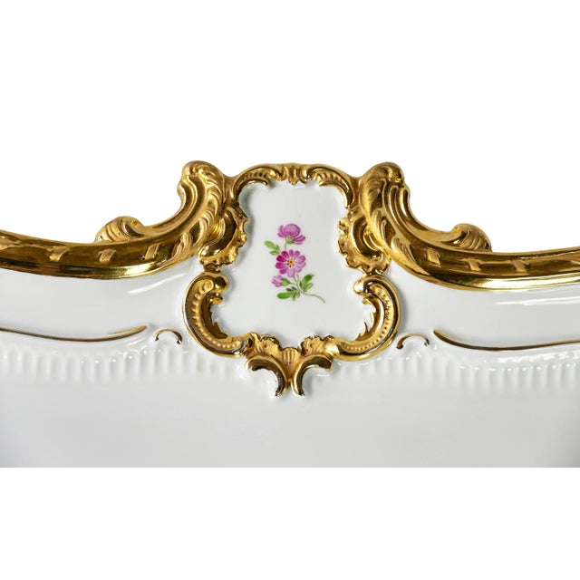 Large Meissen Hand Painted Gilded Porcelain Serving Plate For Sale - Image 5 of 7