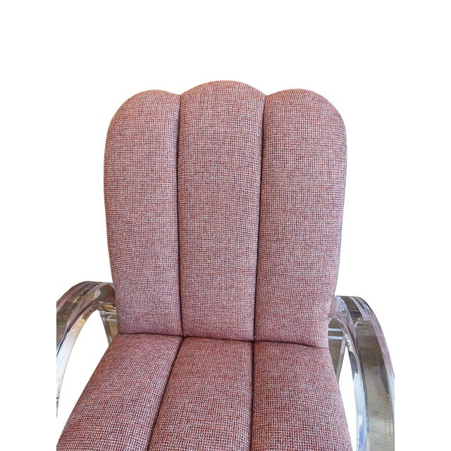Stylish pair of 1970's Lucite armchairs designed by Charles Hollis Jones, from his iconic Waterfall Collection. Each chair...