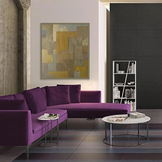 Wax Contemporary Geometric Oil and Cold Wax Painting Earth Tones by Stephen Cimini For Sale - Image 7 of 7