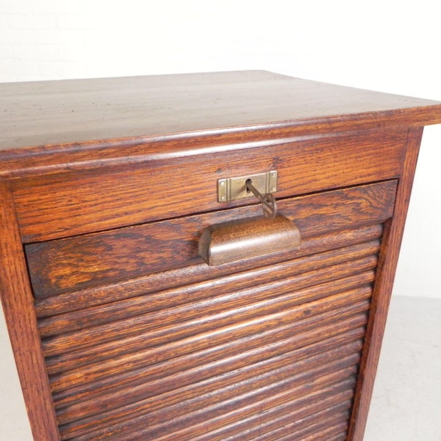 Oak Roller Shutter Cabinet with Shutter, 1930s For Sale - Image 16 of 18