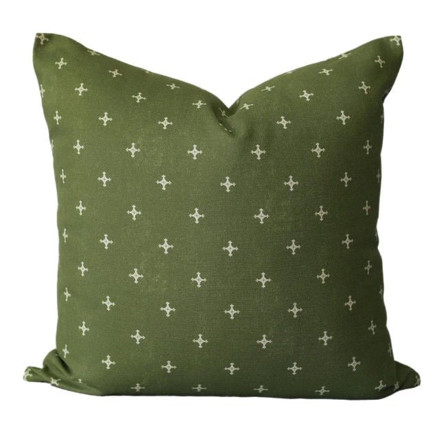 Savannah Cross // Fern by Lauren Servati Textiles Pillow For Sale - Image 4 of 4