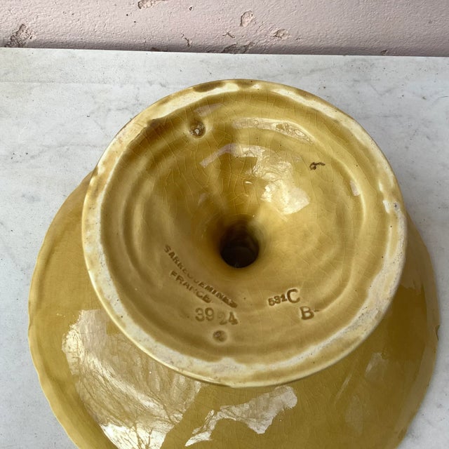 1930s French Majolica Fruits Cake Stand or Comport Sarreguemines, Circa 1920 For Sale - Image 5 of 7