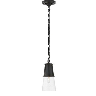 Thomas O'Brien for Visual Comfort Signature Robinson Small Pendant in Bronze with Seeded Glass For Sale