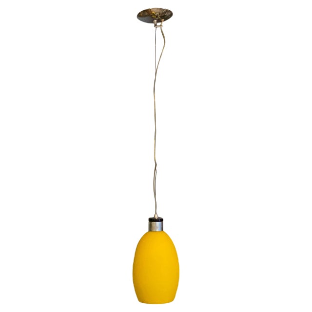 Metal Spot Monopunto Yellow Glass Pendant, Italy, 1980s For Sale