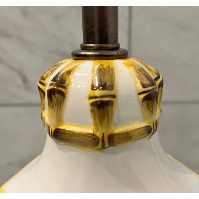 White Mid 20th Century Palm Beach Bamboo Ceramic Frederick Cooper Lamp For Sale - Image 8 of 14