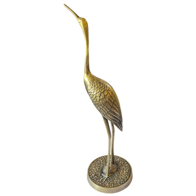 Maitland - Smith Vintage Brass Crane Sculptures Pair Coastal Palm Beach Style After Maitland Smith 12" Tall For Sale - Image 4 of 12