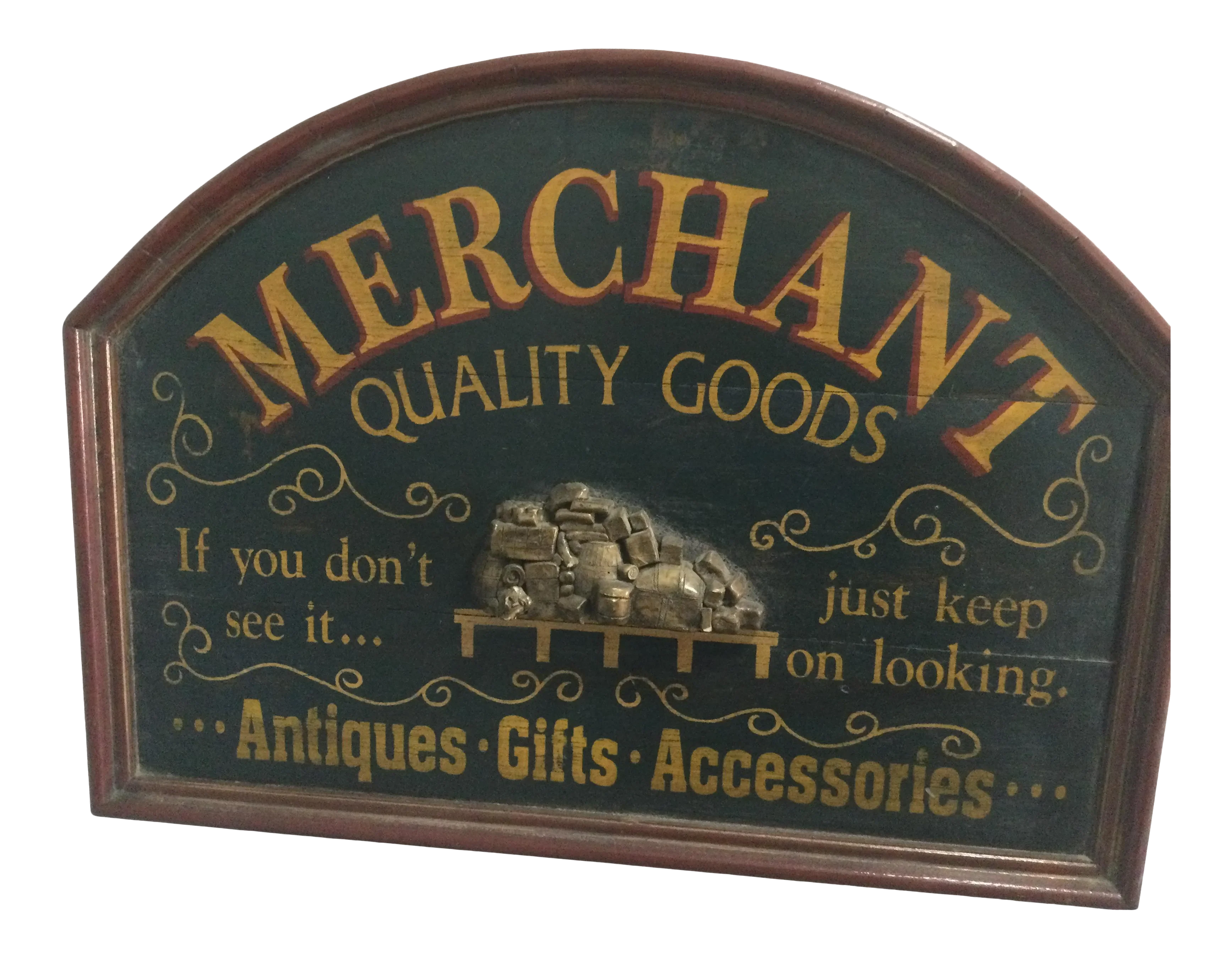 Vintage Wooden Merchant Advertising Sign | Chairish