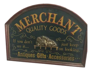 Vintage Wooden Merchant Advertising Sign