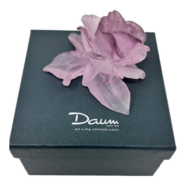 Daum France Rose Passion Pâte De Verre Crystal Rose Paperweight, 1990s For Sale