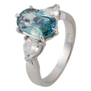 Gia 3.34 Carat No Heat Sapphire Diamond Platinum Engagement Ring, Size 7.25 For Sale