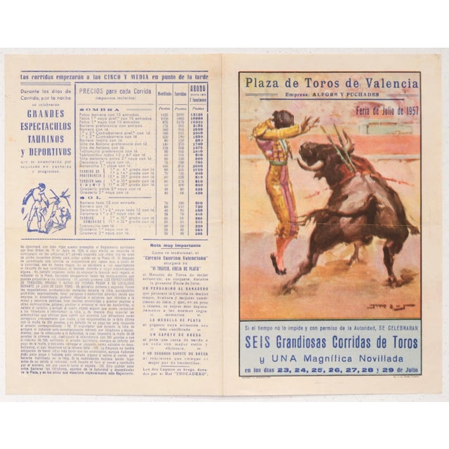 Art Deco 1930's Spanish Bullfighting Poster, Plaza De Toro, Valencia (Set of 4) For Sale - Image 3 of 11