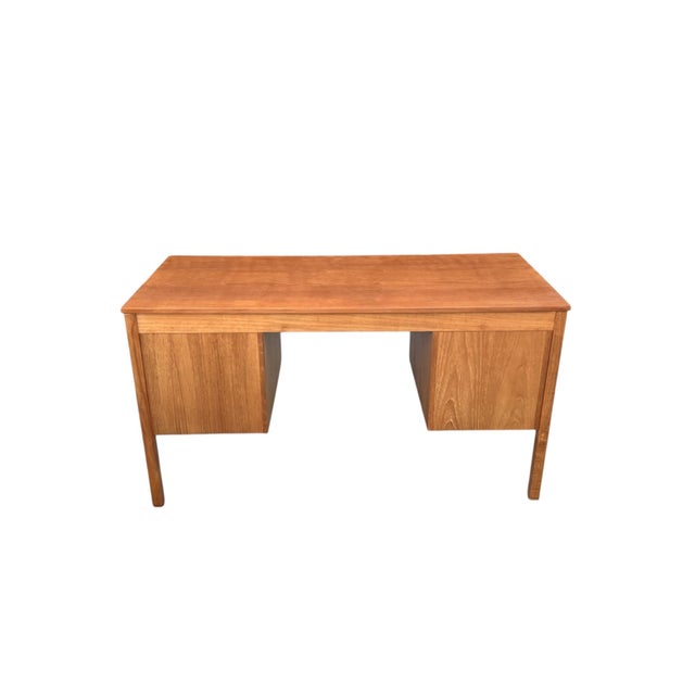 Mid-Century Modern Walnut Desk With File Drawer & Three Drawer Storage, Restored For Sale - Image 14 of 16