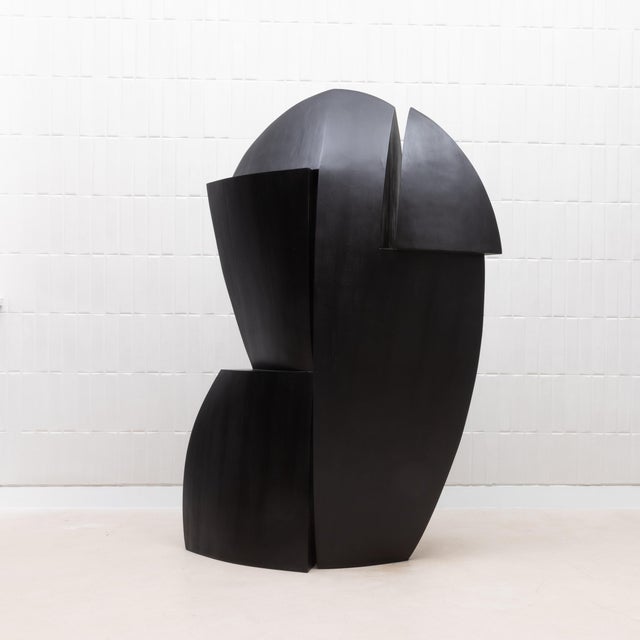 Modern Abstract Sculpture in Black Oak by Patrick Coard Paris For Sale - Image 12 of 12