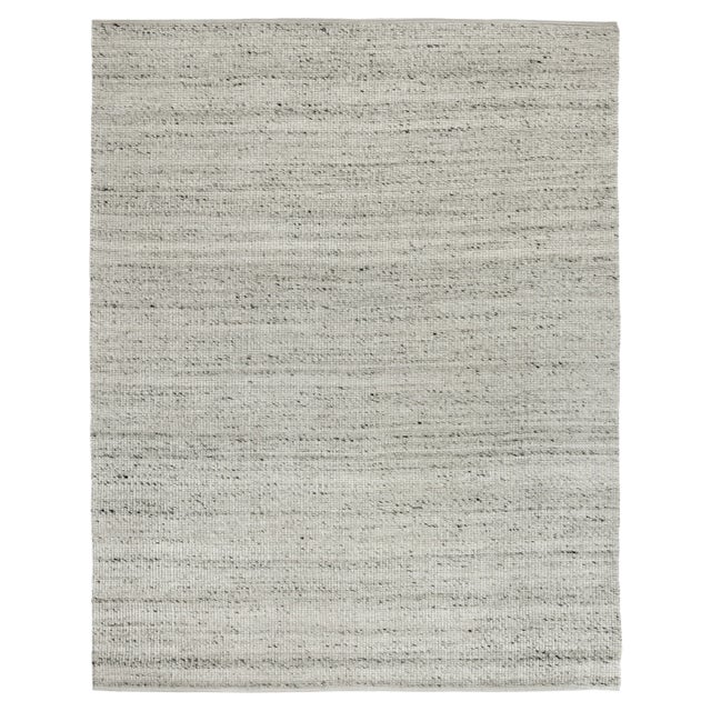 Rhue Hand loom Wool/Cotton Silver Rug-10'x14" For Sale