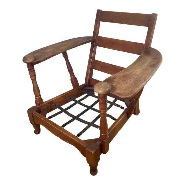 Mid Century Craftsman Maple Paddle Arm Lounge Chair - Cushman Colonial Creation For Sale