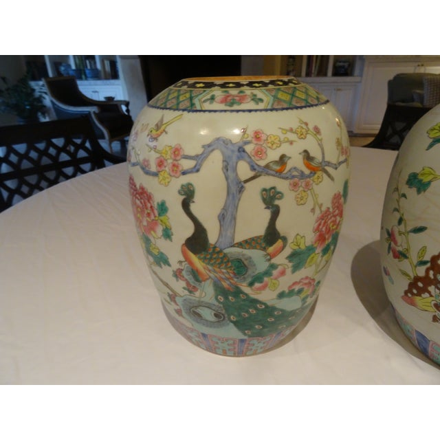 Late 19th Century Late 19th Century Chinese Famille Rose Mellon Jars - a Pair For Sale - Image 5 of 7