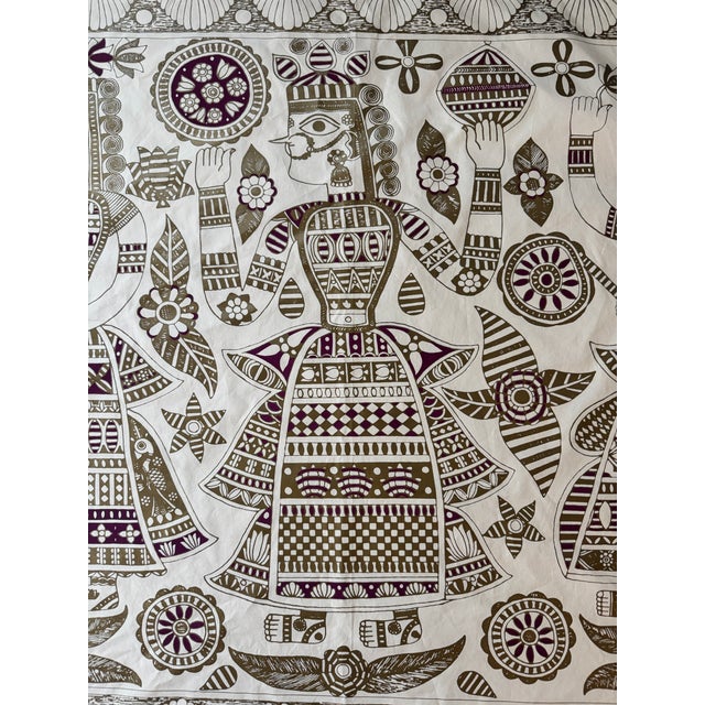 Listing is for an Old World Weavers hand painted cotton panel depicting Madhubani style art. There aren’t any marks, but I...