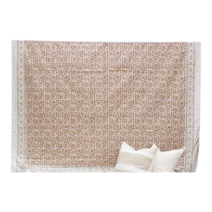 Spice Route Blossom, Hand Blockprint Cotton Coverlet