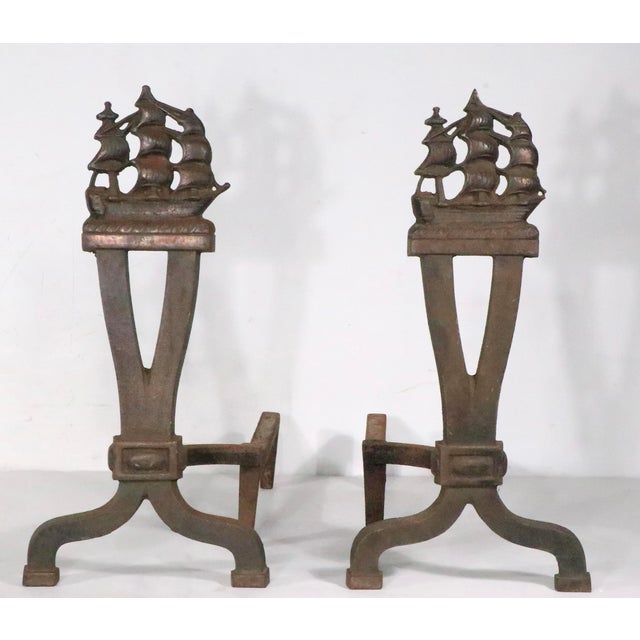 Pr. Vintage Clipper Ship Andirons For Sale In New York - Image 6 of 15