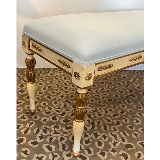 French Louis XVI Style Painted Bench, 1950s For Sale - Image 10 of 15