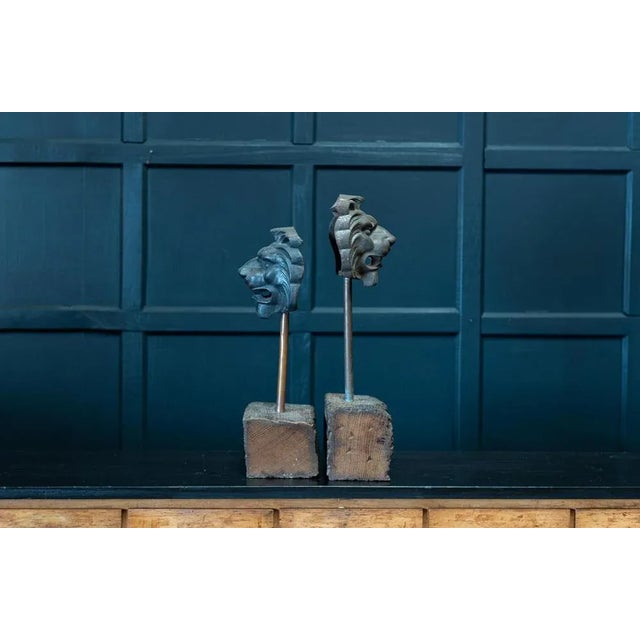 19th Century English Mounted Lion Masks in Cast Iron For Sale - Image 3 of 11