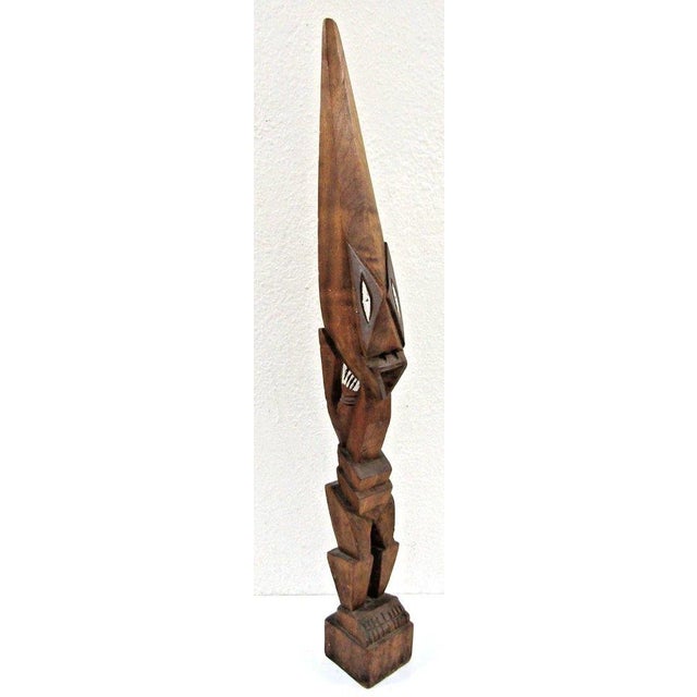 Wood Antique West African Voodou Folk Art Hand-Carved Wooden Papa Legba Sculpture For Sale - Image 7 of 15