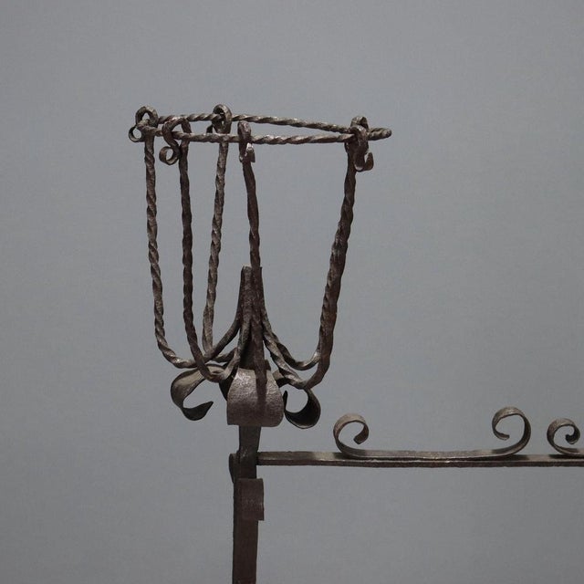Antique Wrought Iron Fireplace Andiron, Italy, 19th-20th Century For Sale - Image 3 of 10