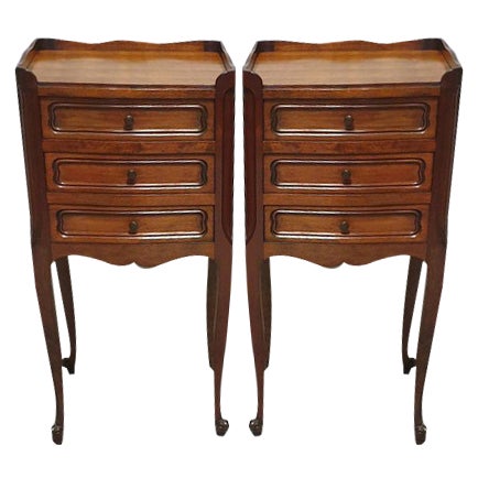 French Mahogany Bedside Tables, Set of 2 For Sale