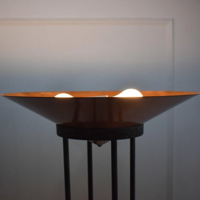 Metal 1980's Verdigris Copper Tube Torchiere Floor Lamps by Jim Bindman for Rainbow Lamp - A Pair For Sale - Image 7 of 10