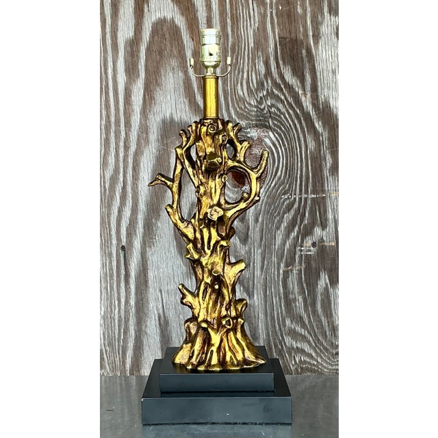 Boho Chic Vintage Gilt Coral Branch Lamp For Sale - Image 3 of 6