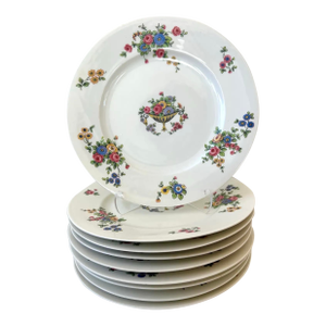 Chefield Haviland Limoges Floral Dinner Plate Set - 9 Plates