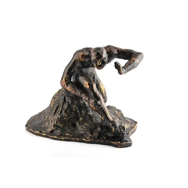Man on the Rock - Original Bronze Sculpture by G. Migneco - Late 1900 Late 1900 For Sale - Image 4 of 4