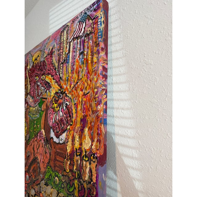 Pop Art One-of-a-Kind Painting on Canvas by Serg Graff "The Dragon of Timely Gold"+COA For Sale - Image 3 of 10