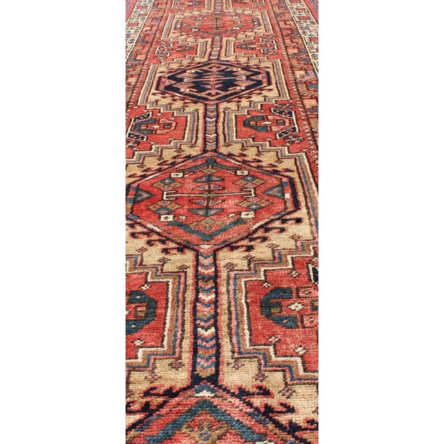 Antique Persian Heriz-Serapi Long Runner 3′6″ × 15′6″ For Sale - Image 9 of 13