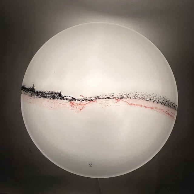 Dimensions: 55cm Diameter, 13,5cm H Condition: Good Material: Glass, metal Color: White , black, orange Up to 250V...