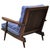 Vintage George Nakashima Spindle Back Sculpted American Black Walnut 1950s "Cushion" Lounge Arm Chair with Blue...