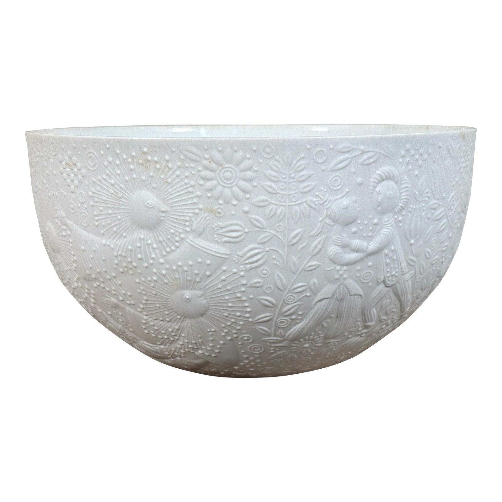 Rosenthal Studio Line Bjorn Wiinblad White Relief Porcelain Bowl Folklore Motif