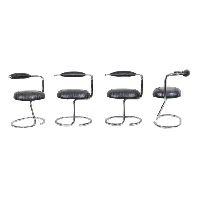Metal Black Cobra Chairs by Giotto Stoppino, Italy, 1970s, Set of 4 For Sale - Image 7 of 7