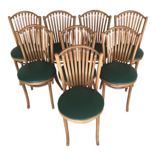 Vintage Mid Century Modern Scroll Back Dining Side Chairs - Set of 8 For Sale