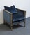 Vanguard Furniture Vanguard Furniture Contemporary Modern Channel Stitched Slate Blue Velvet Upholstered Accent Arm Chair For Sale - Image 4 of 9