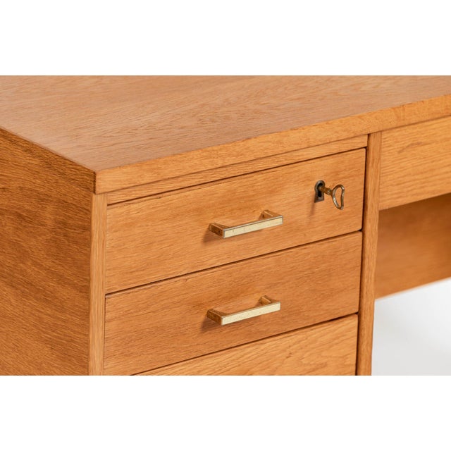 Mid Century Danish Modern Oak Wood Writing Desk 1960s For Sale - Image 9 of 17