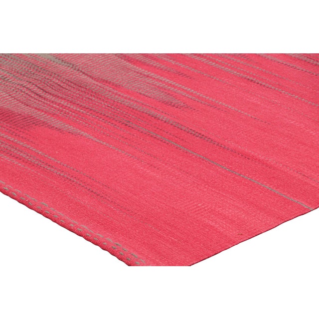 Rug & Kilim’s Contemporary Kilim in Brown & Pink Stripes & Geometric Patterns For Sale In New York - Image 6 of 7