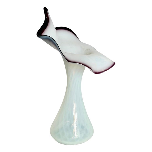 Victorian Hand Blown Semi Opalescent Jack in the Pulpit Vase For Sale