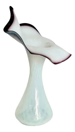 Victorian Hand Blown Semi Opalescent Jack in the Pulpit Vase