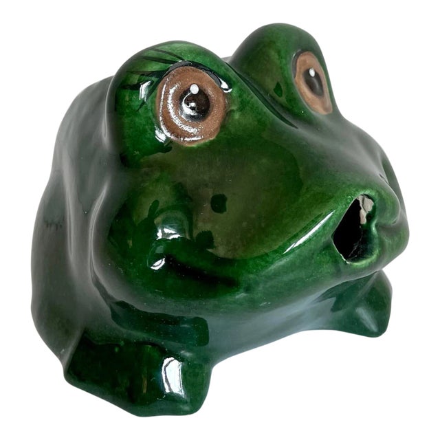 California Ceramic Pottery Figurative Frog Spitter For Sale