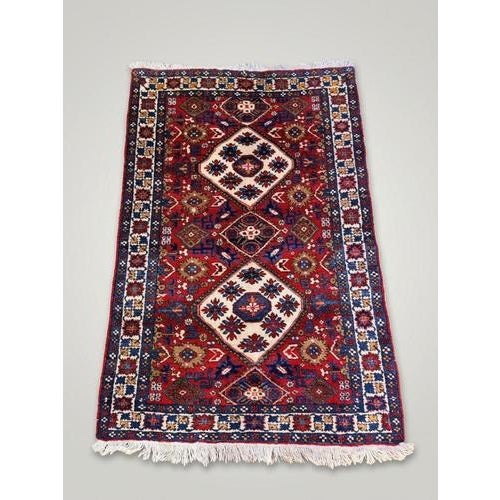 Vintage Hand-Knotted Yalameh Wool Rug For Sale - Image 4 of 4