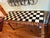 French Country Mackenzie-Childs Courtly Stripe & Check Hand Painted Console Table For Sale - Image 3 of 10