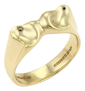 Tiffany & Co. Peretti Double Curved Full Heart 18k Yellow Gold Ring