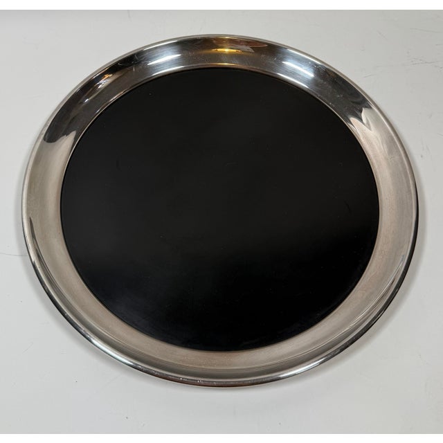Vintage Mid-Century Modern Silver Plated Gorham Round Service Bar Tray For Sale - Image 12 of 12