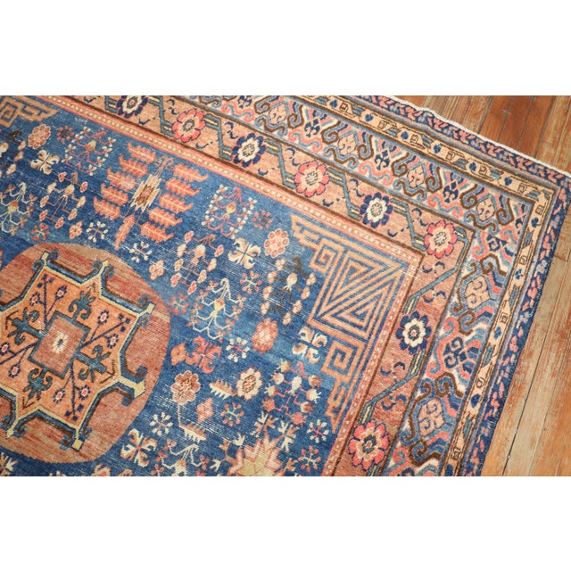 Blue 20th Century Khotan Antique Gallery Rug - 6'10" x 13'2" For Sale - Image 4 of 8